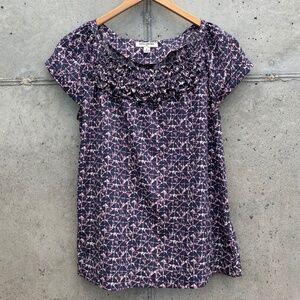 Banana Republic Geometric Print Cap Sleeve Blouse, Size Small